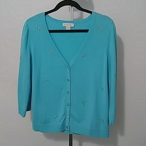 Christopher&Banks Blue DragonFly Cardigan Medium